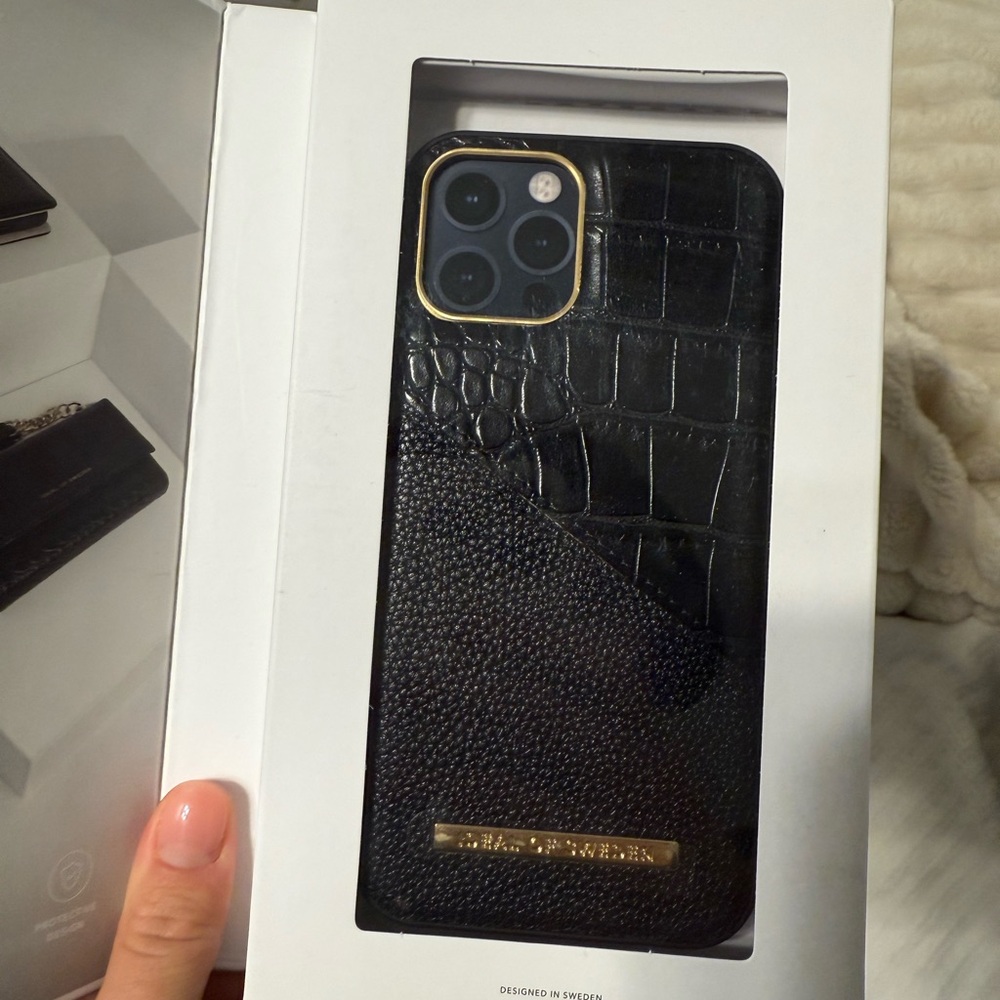 NEW Black Leather Neo Croc Phone Case iPhone 12Pro iDeal of Sweden